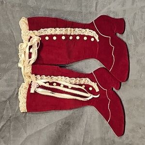 Vintage R. Dakin Stockings Christmas Victorian Boots Lace 1986